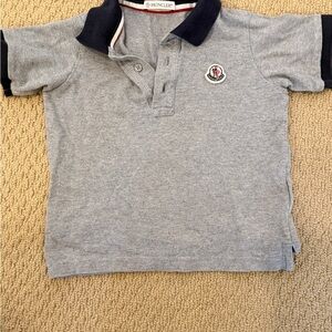 Moncler Kids Polo in Gray with Black Accents